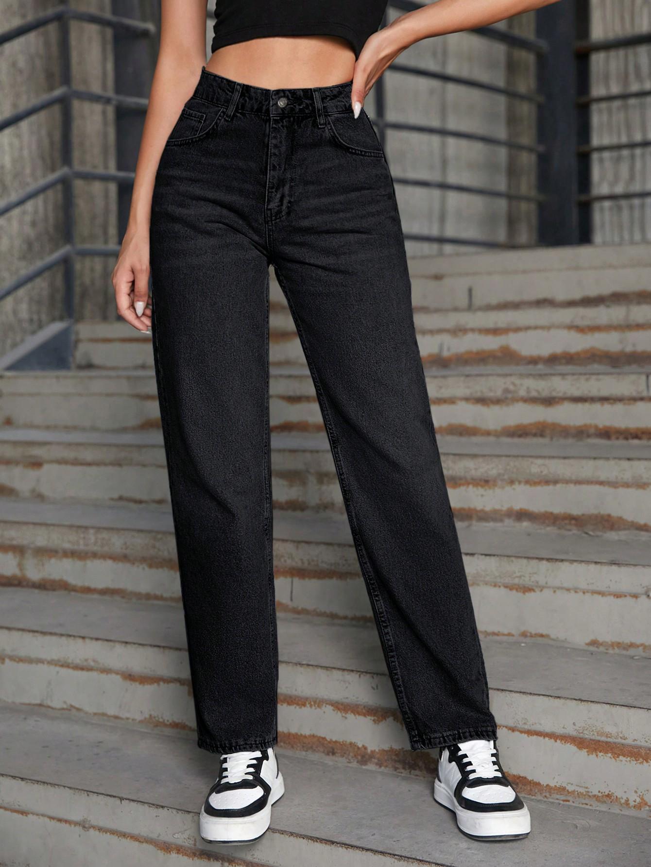 czarne bawełniane spodnie jeans 