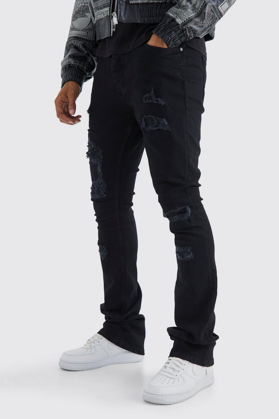 czarne spodnie ripped jeans kieszenie