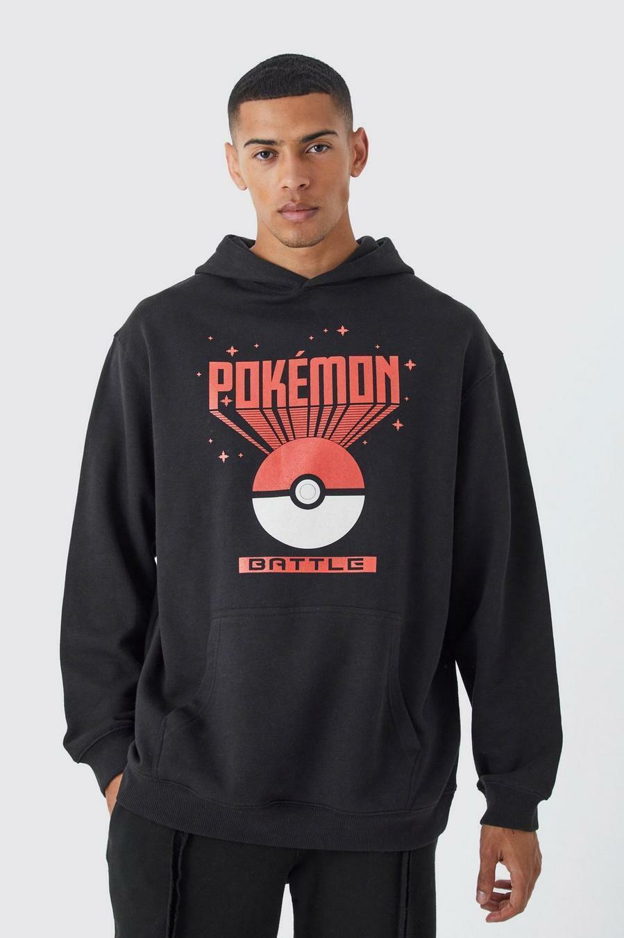 CZARNA BLUZA OVERSIZE KAPTUR NADRUK POKEMON