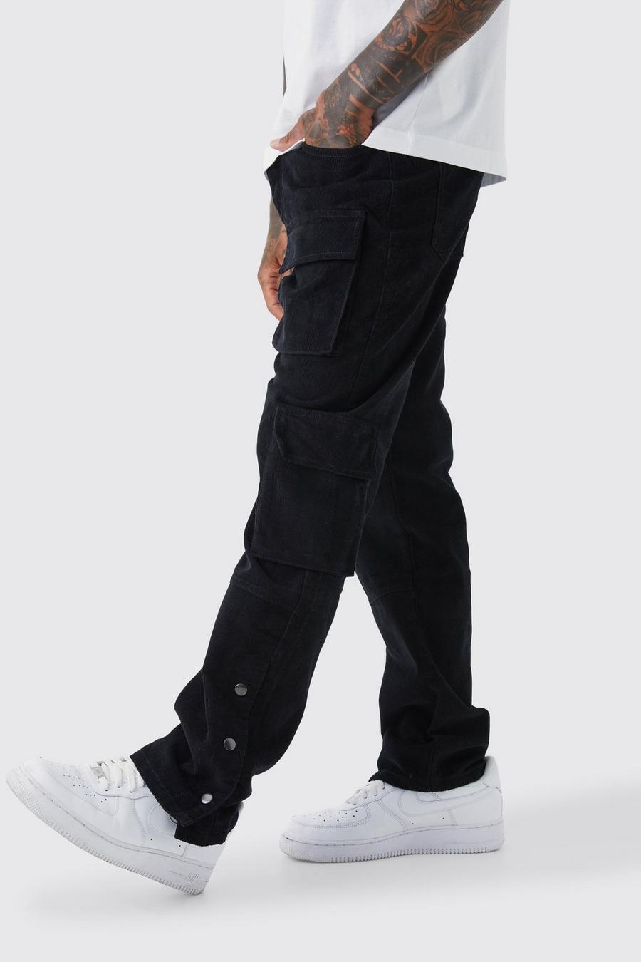sztruksowe czarne spodnie kieszenie zatrzask