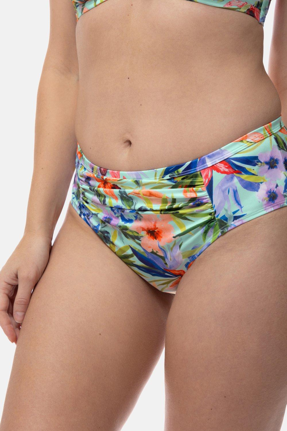 dół od bikini marszczenia tropical print