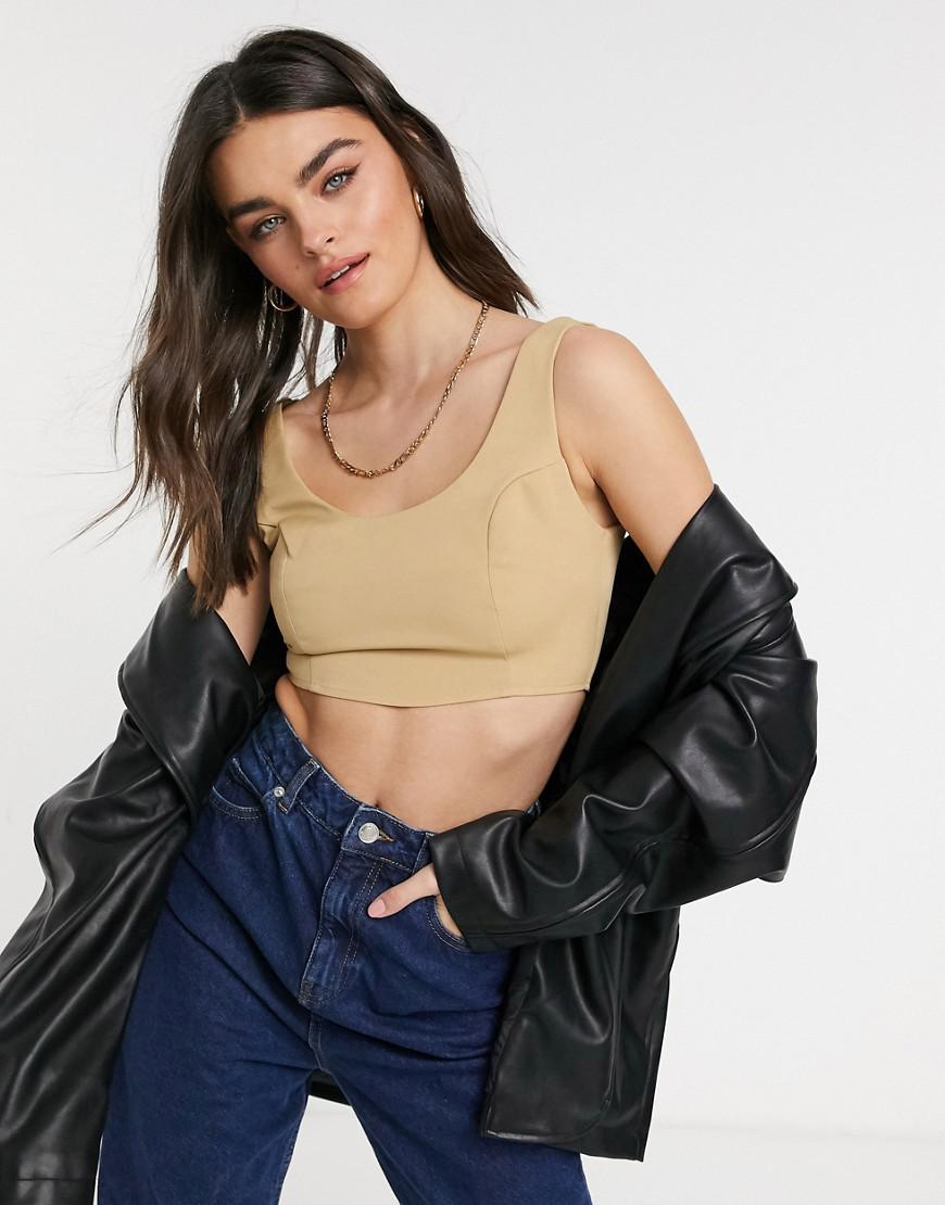 BEŻOWY CROP TOP ZIP