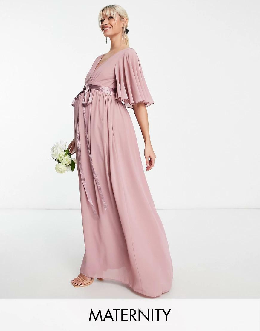 szyfonowa ciążowa maxi sukienka marszczenie