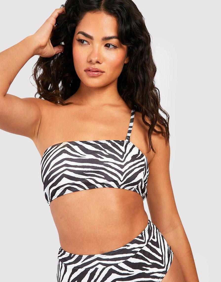 GÓRA OD BIKINI ASYMETRIA ZEBRA PRINT