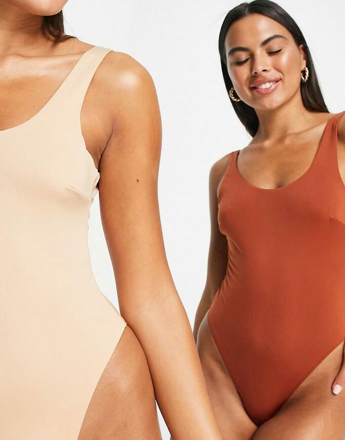 kostium kąpielowy jednoczęściowy strój bikini rudy brąz
