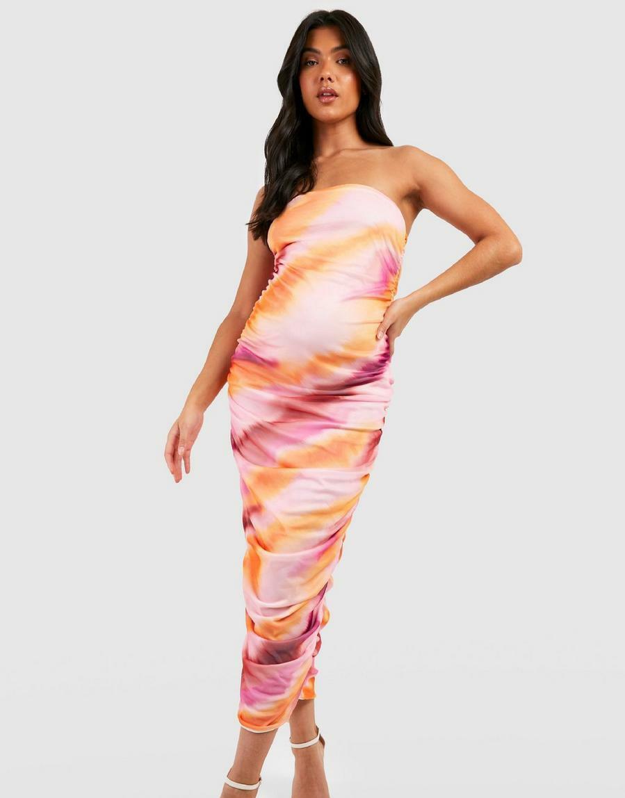 sukienka ciążowa marszczenia wzór tie dye siateczka