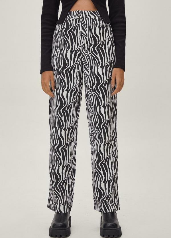 PROSTE SPODNIE CASUAL ANIMAL PRINT