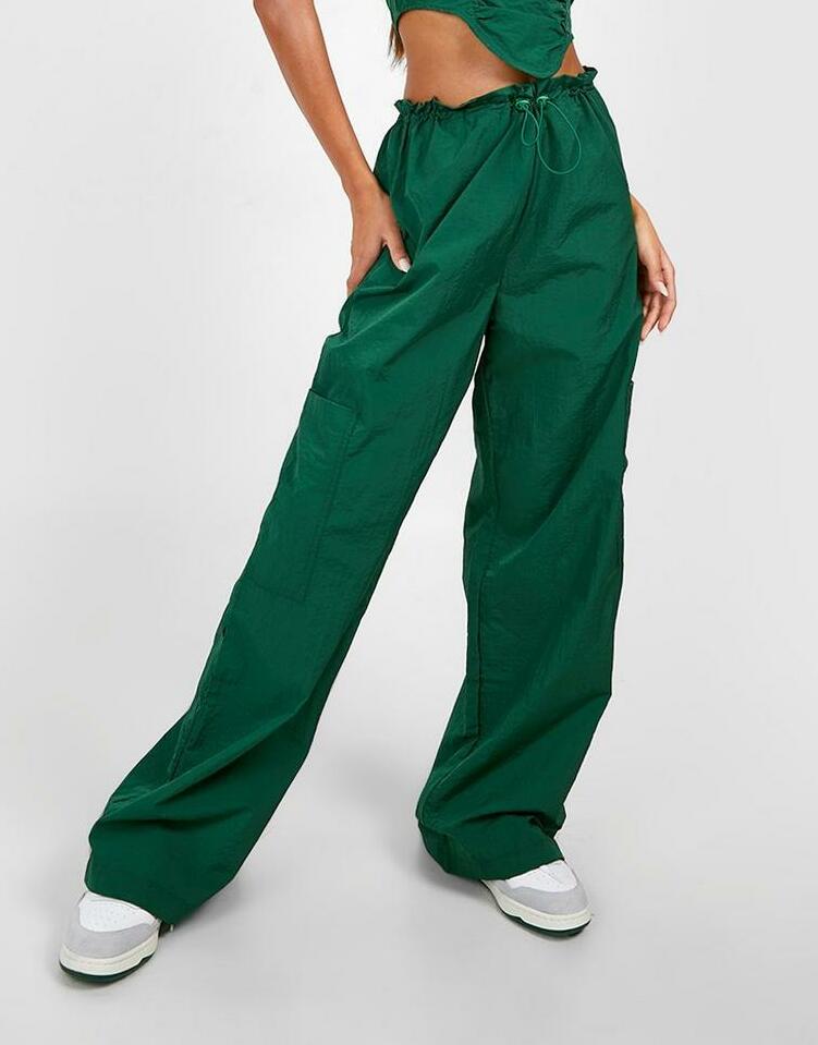 luźne zielone spodnie casual ściągacz