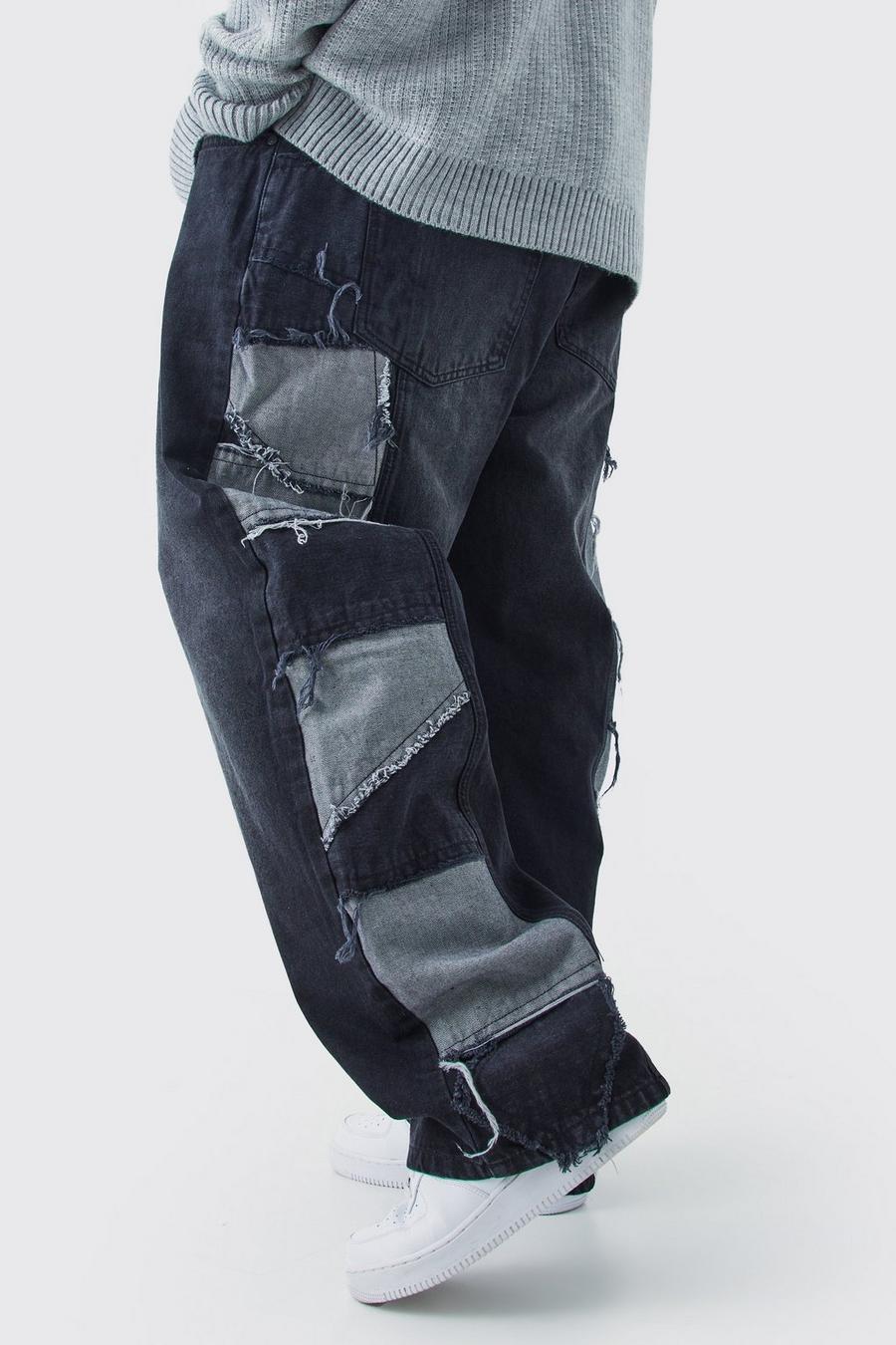 luźne czarne jeansy kieszenie wash effect