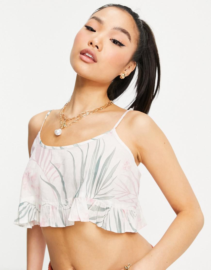 CROP TOP na ramiączkach FALBANA PRINT