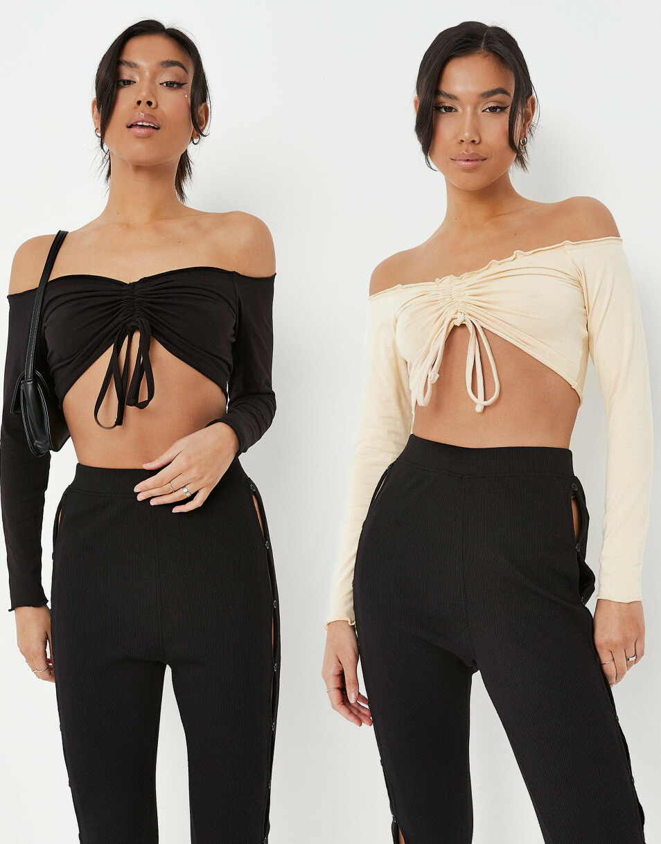 CROP TOP DŁUGI RĘKAW 2-PACK odkryte ramiona