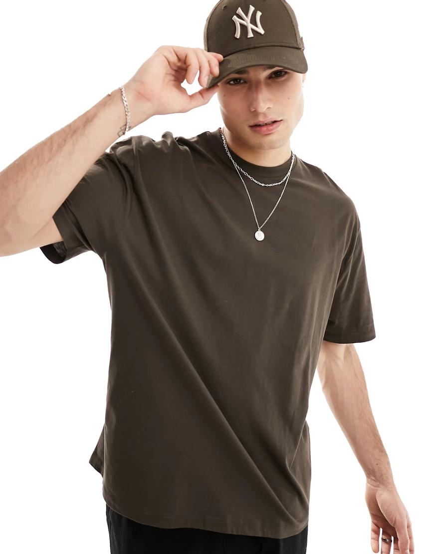 brązowy bawełniany t-shirt oversize