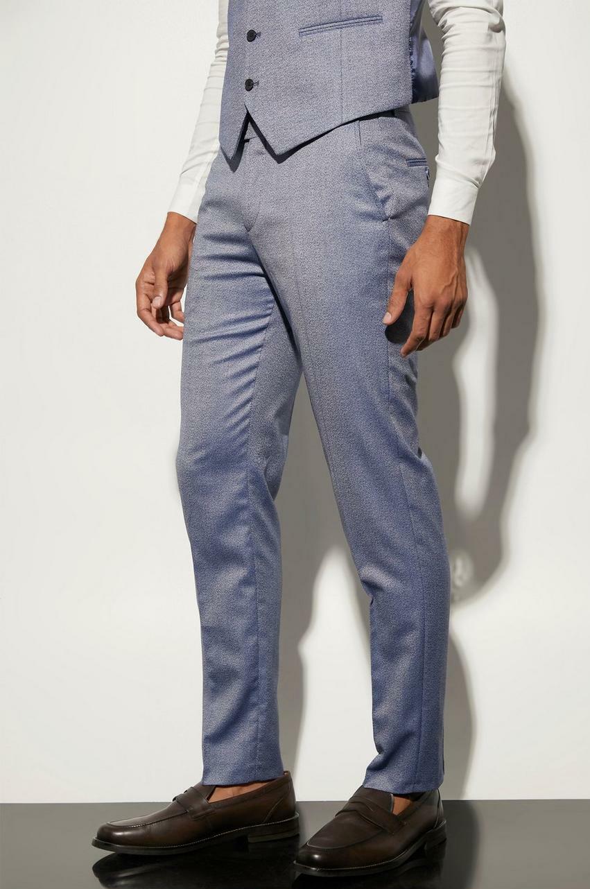 niebieskie eleganckie spodnie tekstura slim