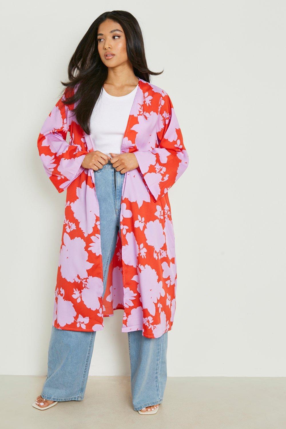 narzutka kimono floral print