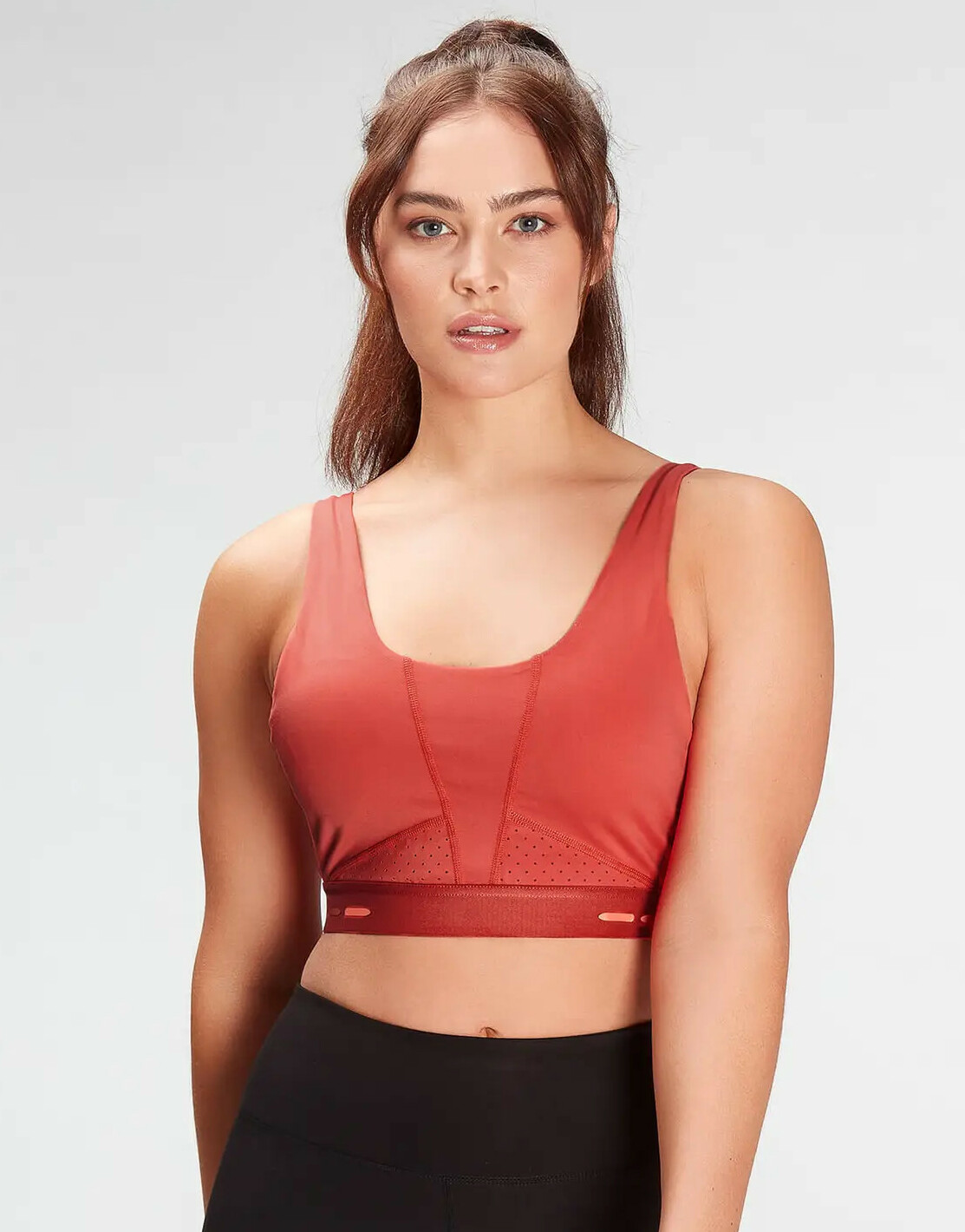 biustonosz crop top sportowy paski łączenie logo