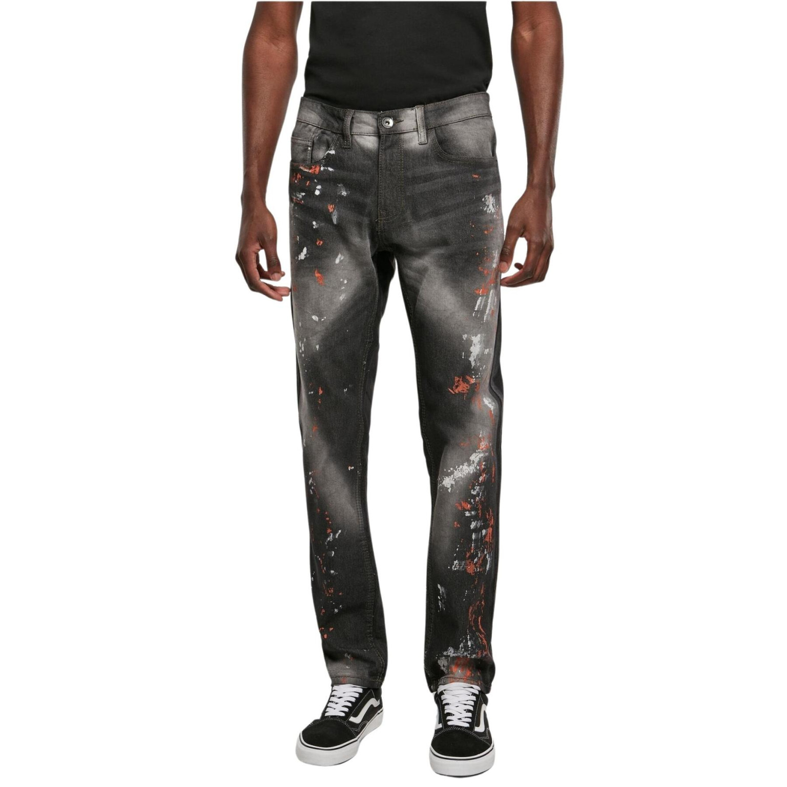 czarne spodnie jeans skinny wzór print