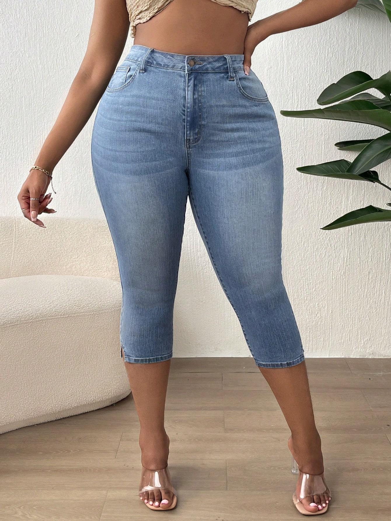 SPODNIE RURKI JEANS 3/4 WYSOKI STAN