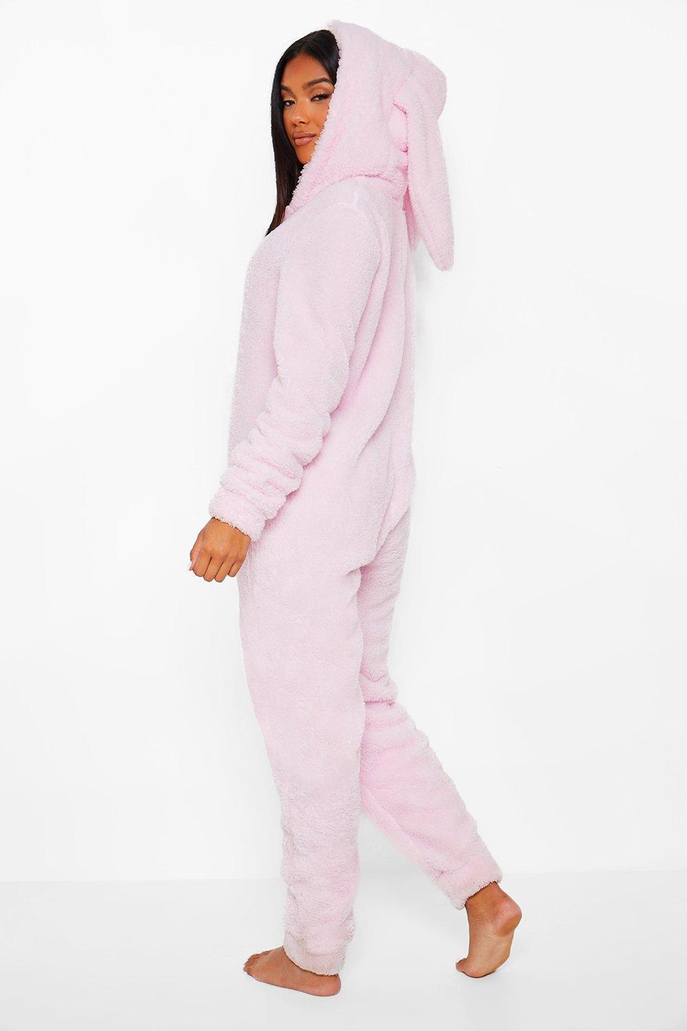 różowy kombinezon onesie uszy zamek fluffy