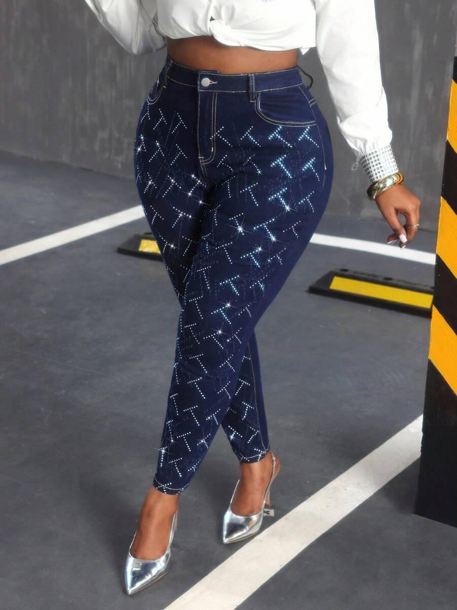 SPODNIE JEANS POŁYSK