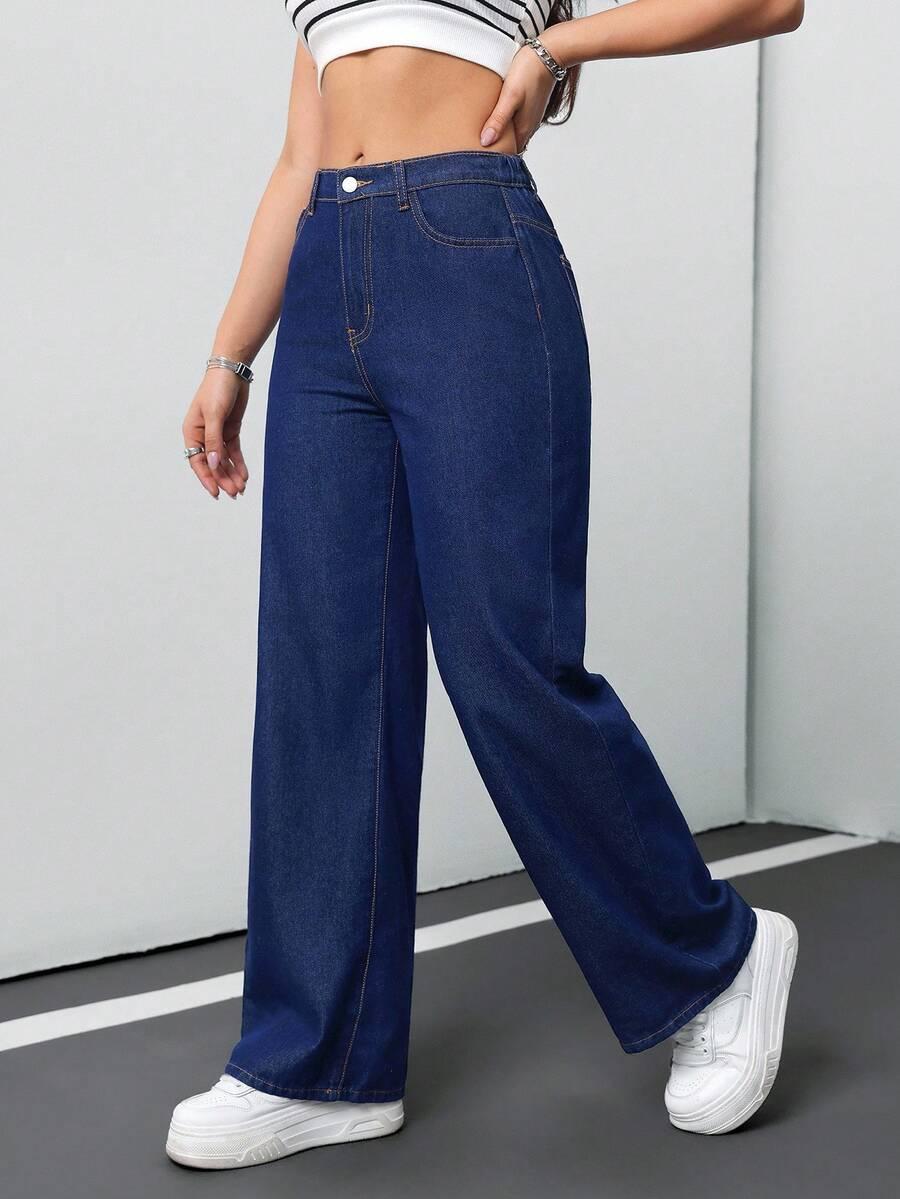 GRANATOWE SPODNIE JEANS
