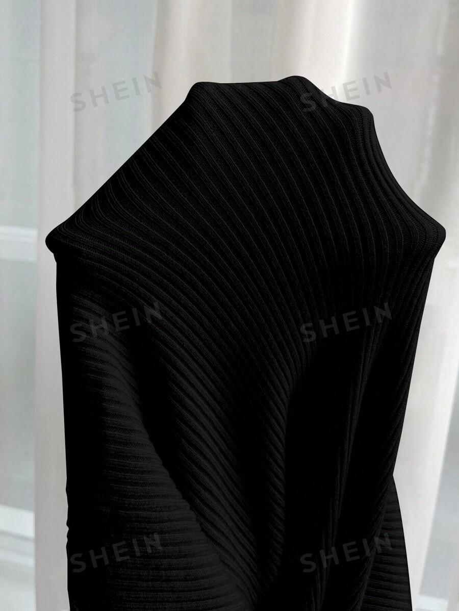 CZARNA BLUZKA PRĄŻKI V-NECK 