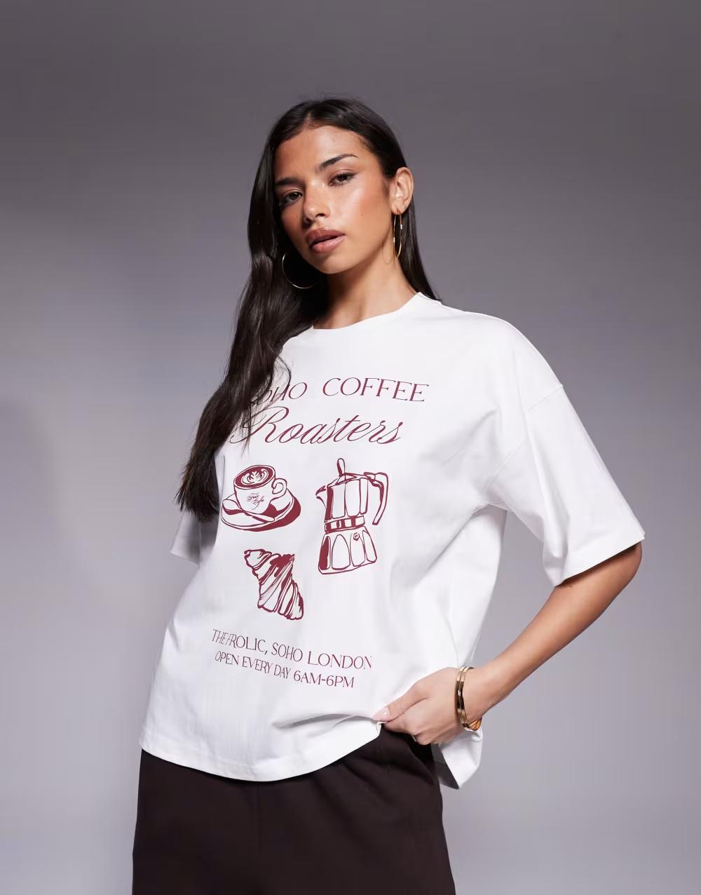 BIAŁY T-SHIRT NADRUK