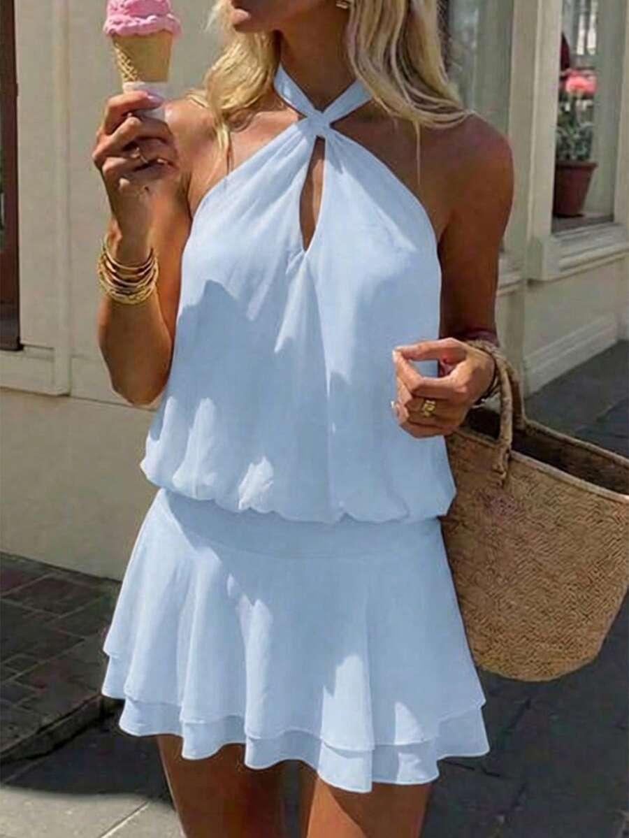 NIEBIESKA MINI SUKIENKA