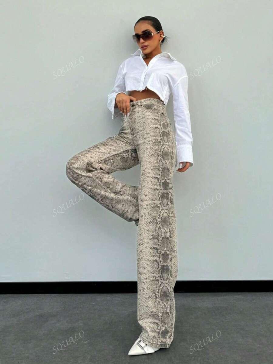 PROSTE SPODNIE ANIMAL PRINT