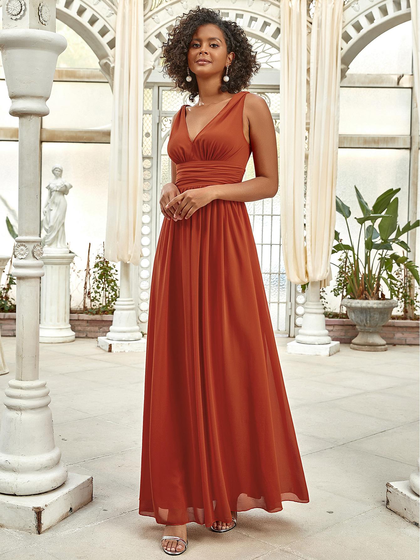SZYFONOWA SUKIENKA MAXI V-NECK