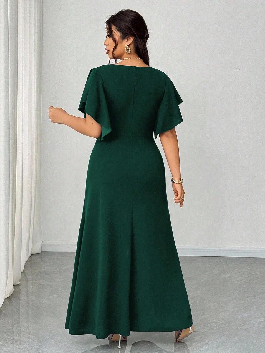 ZIELONA MAXI SUKIENKA V-NECK 