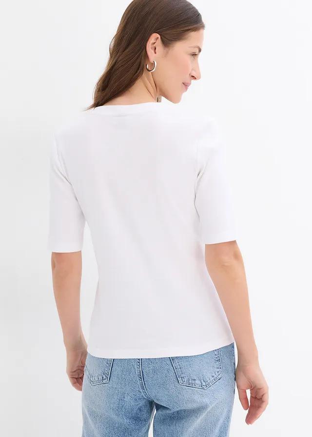 BIAŁY T-SHIRT V NECK
