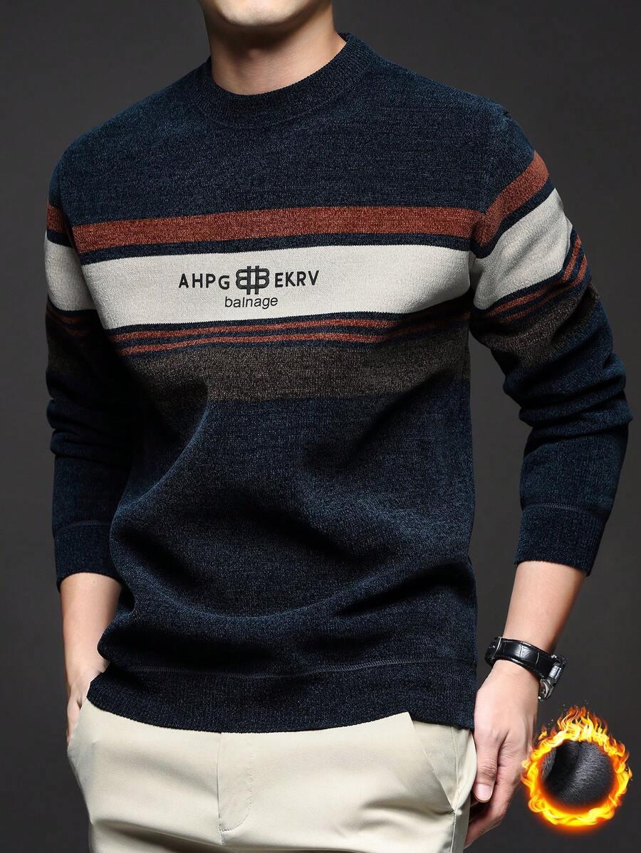 kolorowy sweter okrągły dekolt