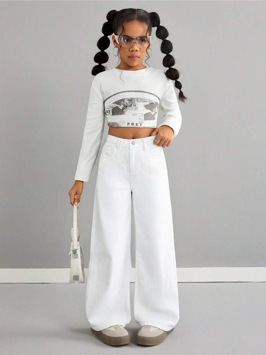 białespodnie jeans