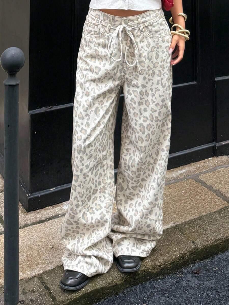 SPODNIE JEANS ANIMAL PRINT