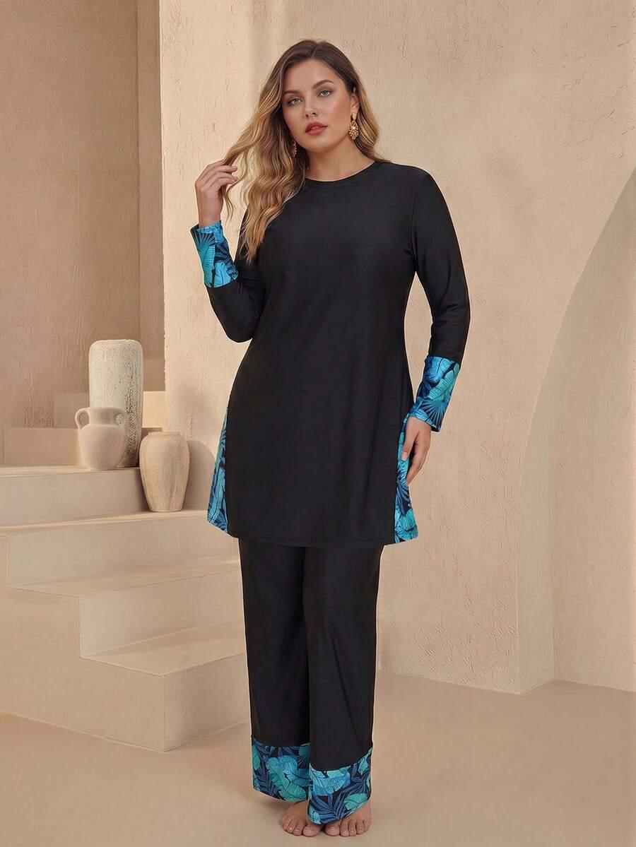 BURKINI DAMSKIE Z KONTRASTOWYM WYKOŃCZENIEM