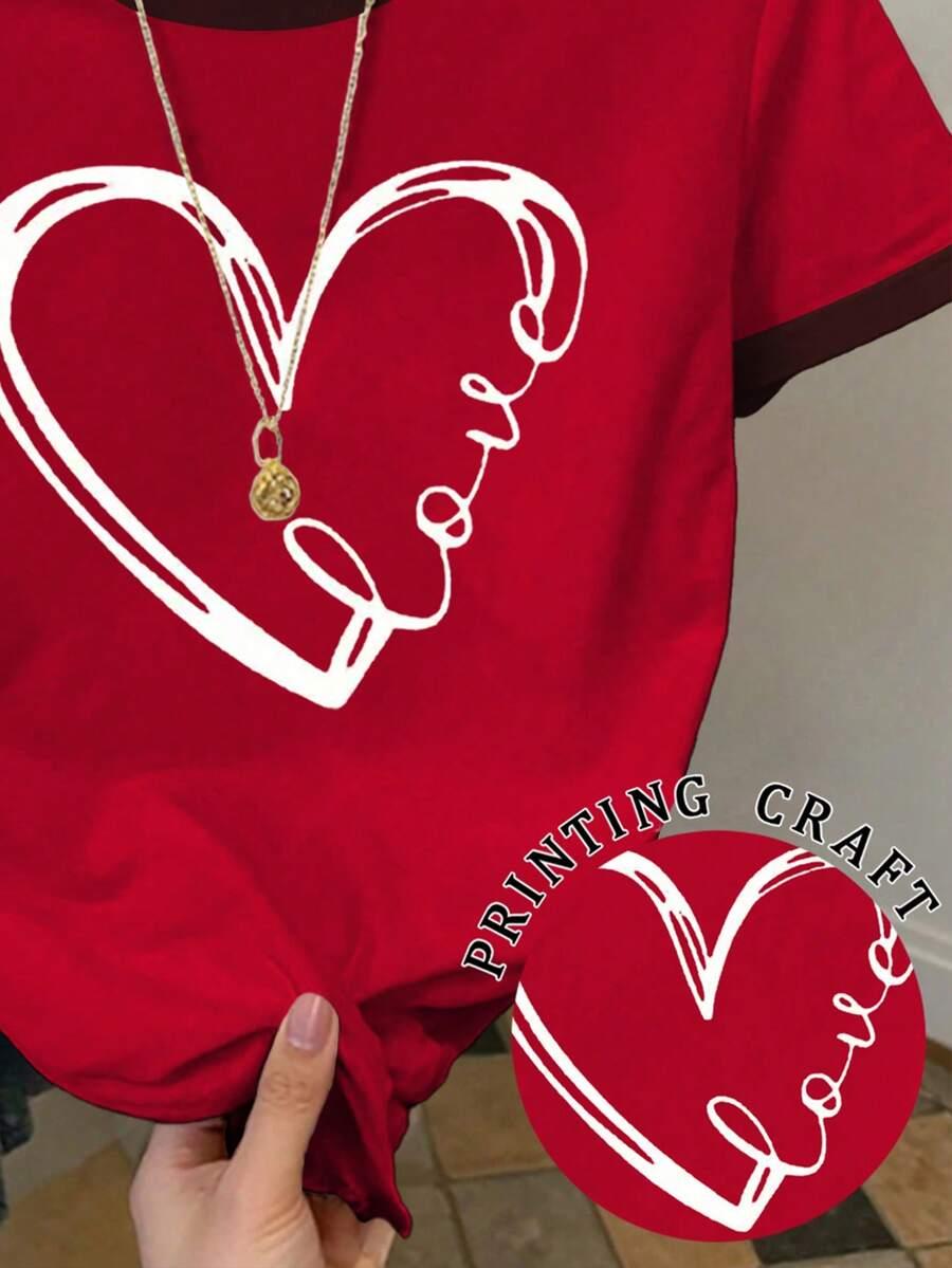 czerwony t-shirt print