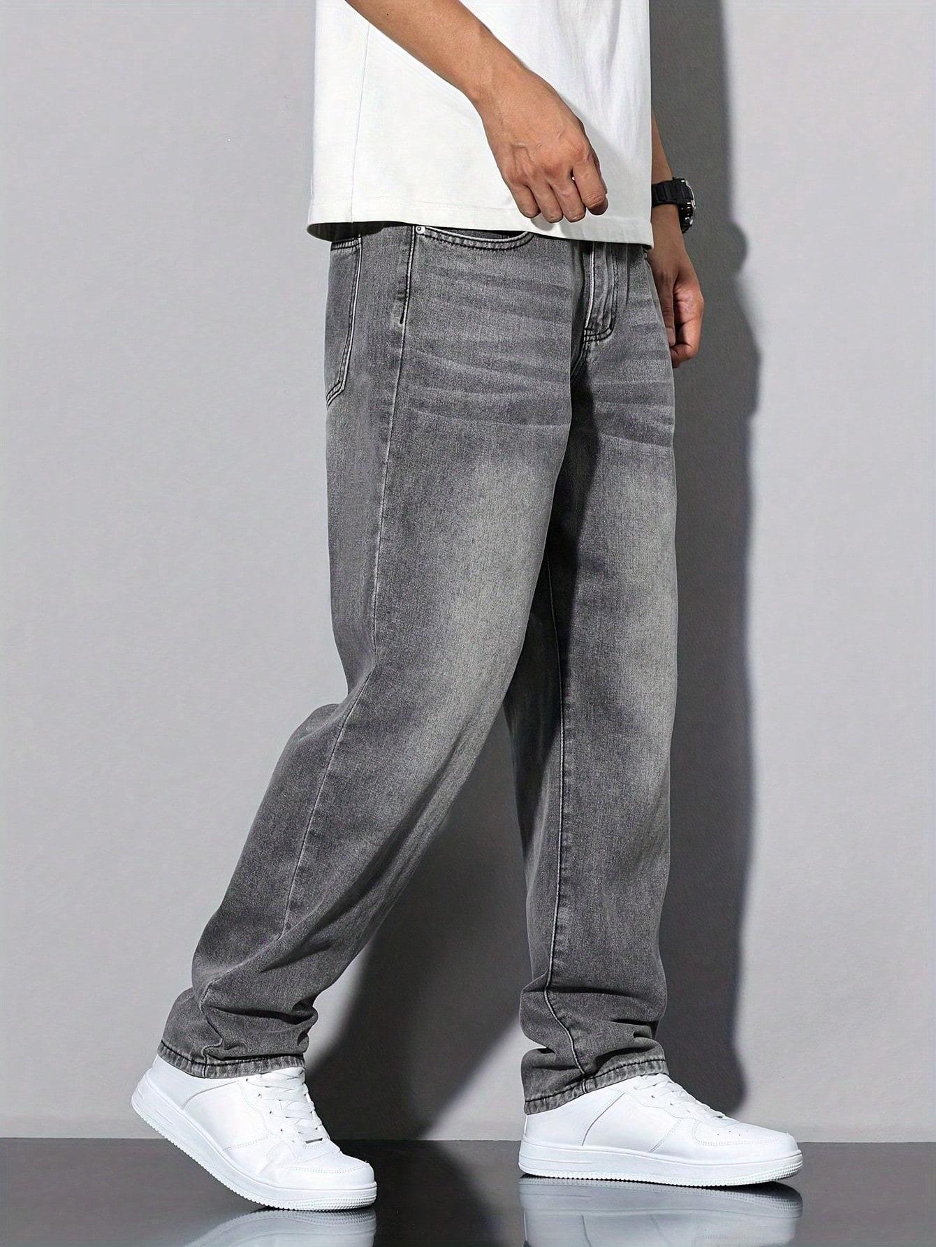 szare jeansy casual