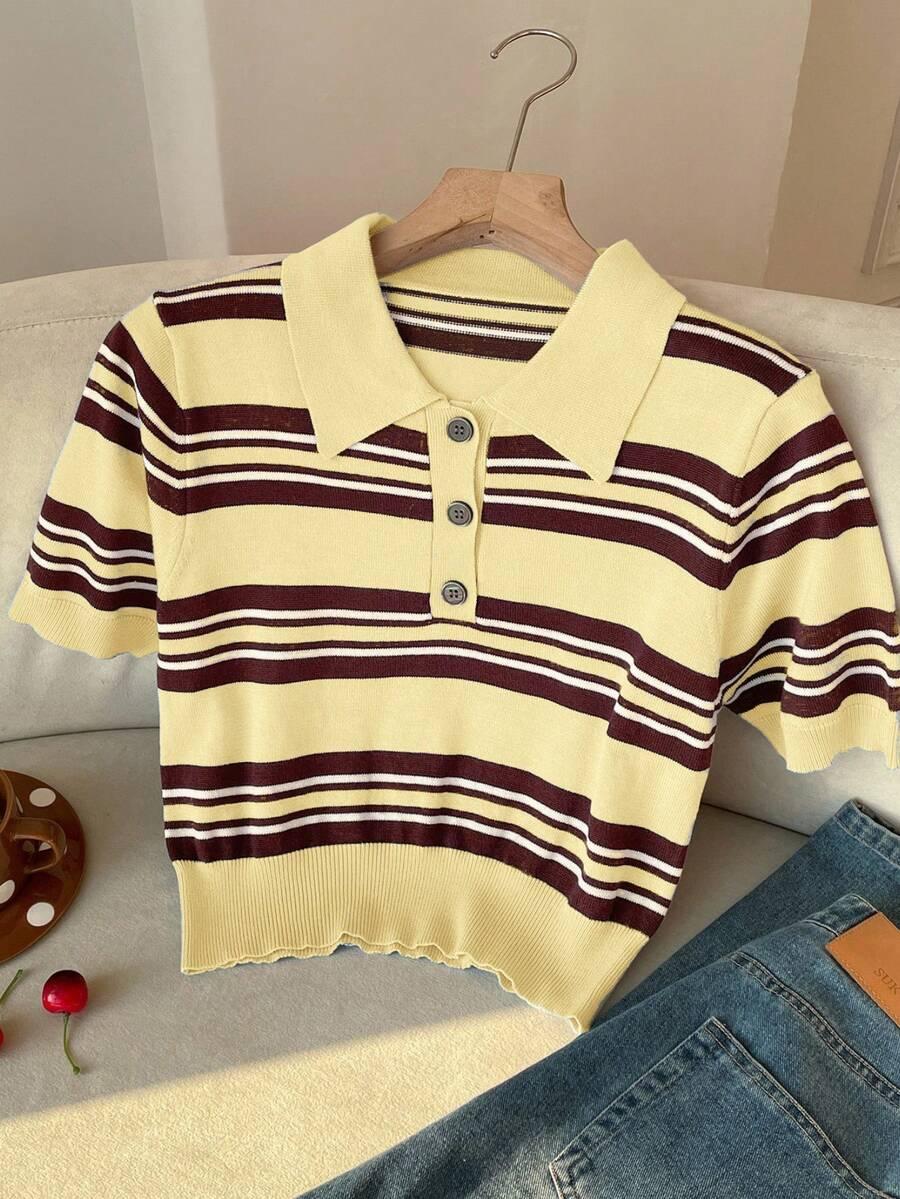 dzianinowy sweter wzór paski 