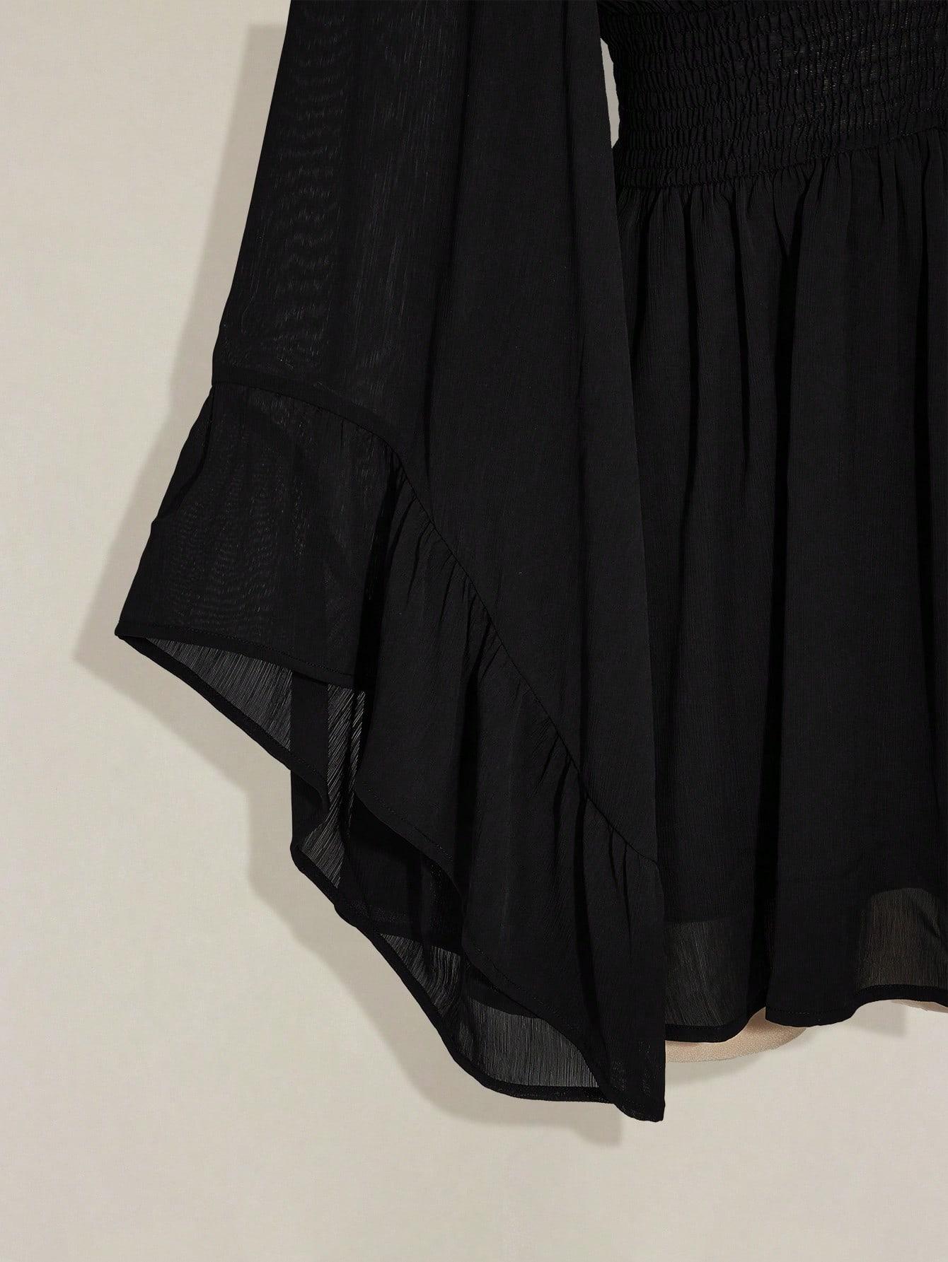 CZARNA SUKIENKA V-NECK 