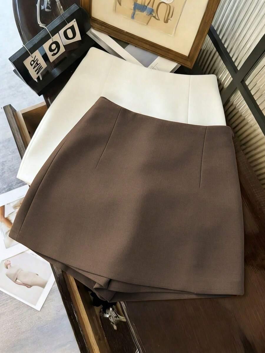 brązowe mini spódnico-spodenki 