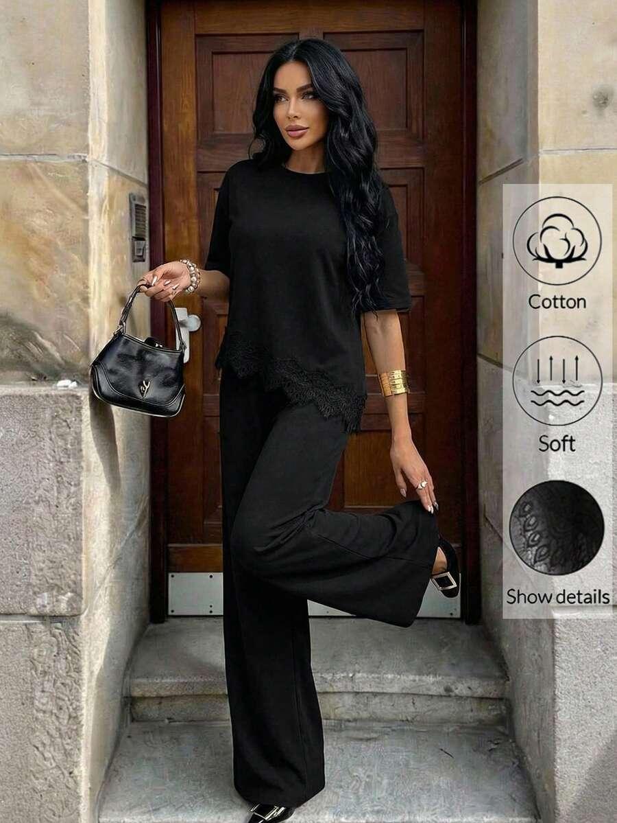 czarna asymetryczna bluzka krótki rękaw