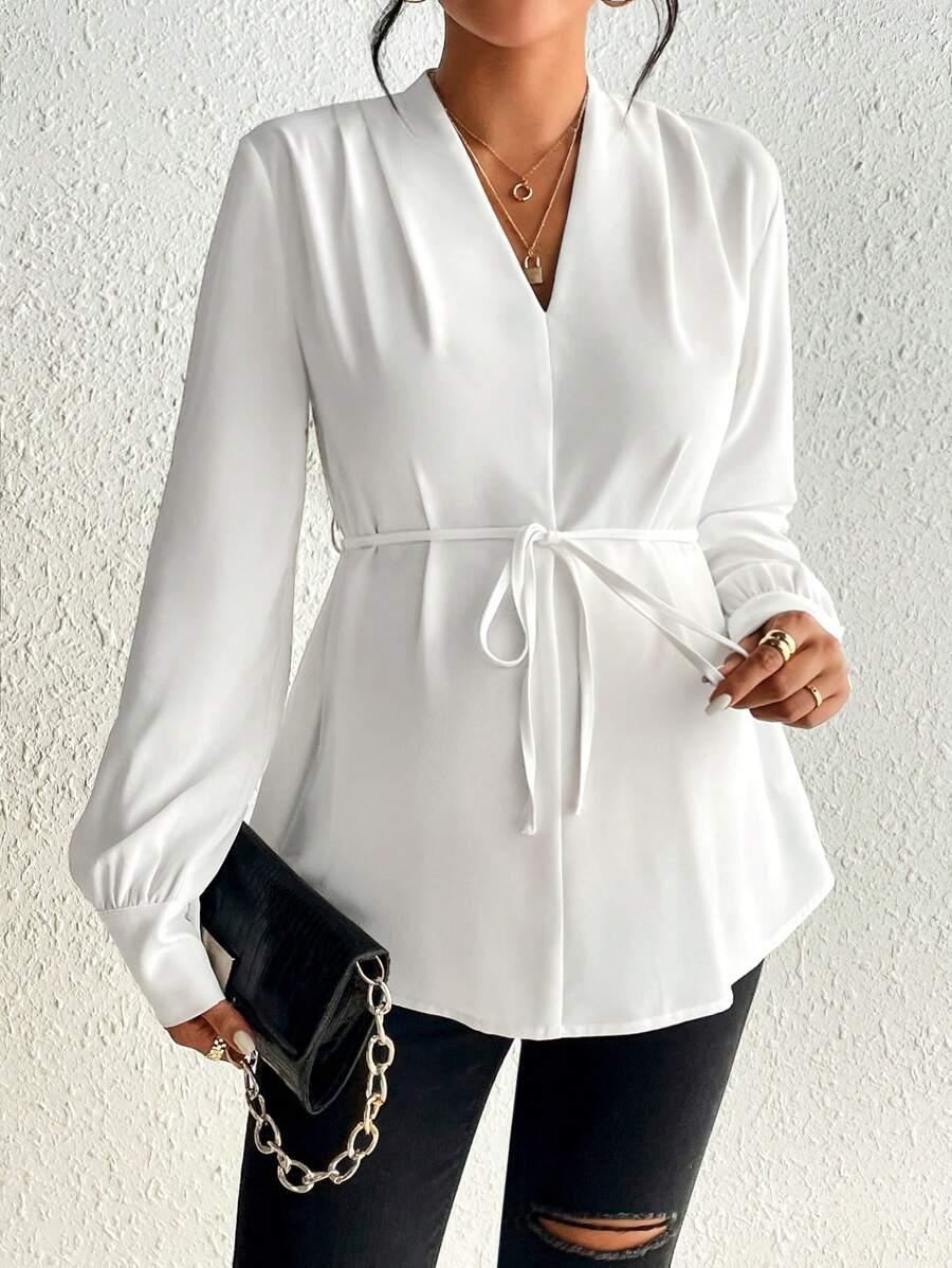 BIAŁA BLUZKA V-NECK