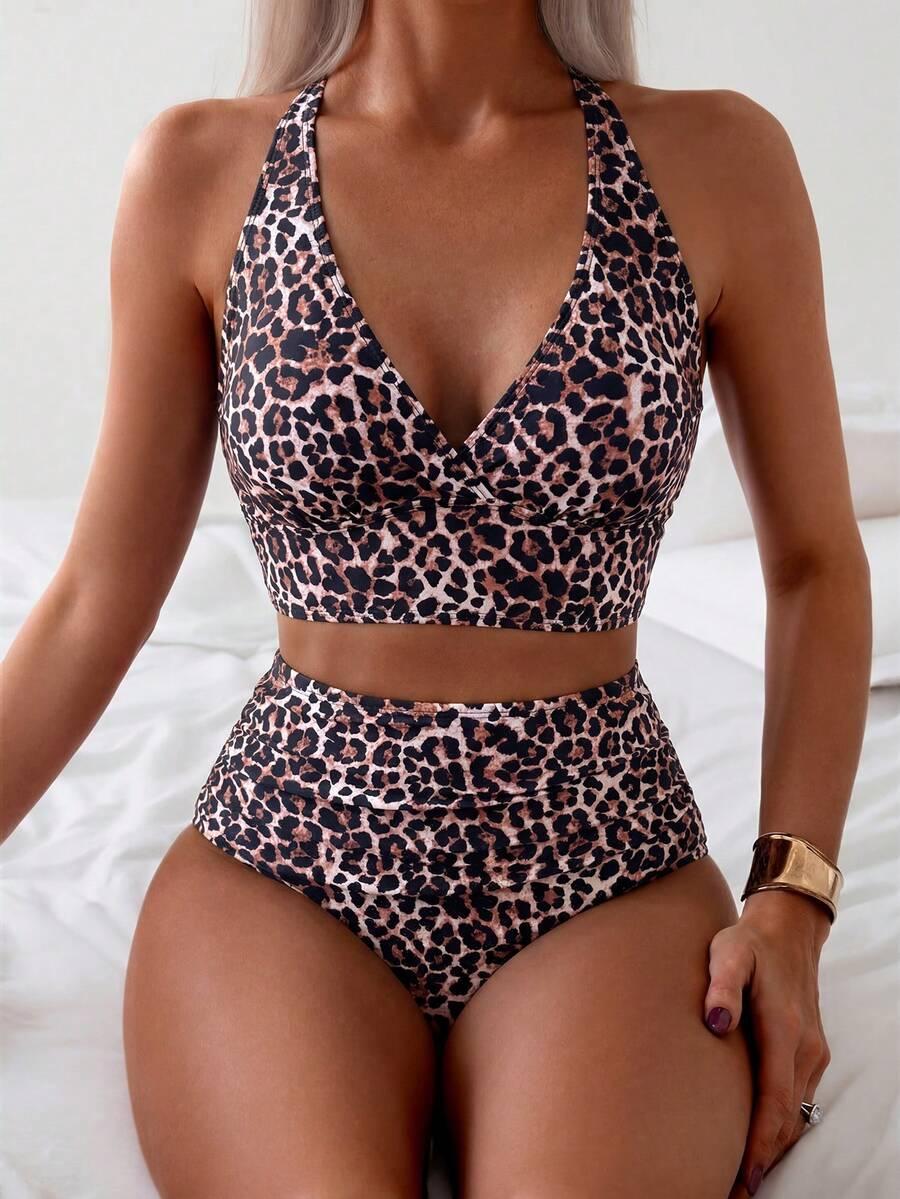 dwuczęściowy strój kąpielowy animal print