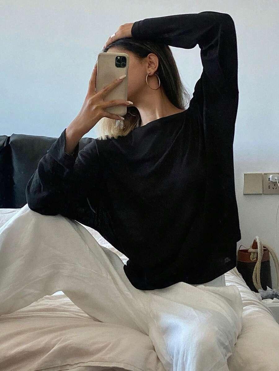 CZARNA LUŹNA BLUZKA 