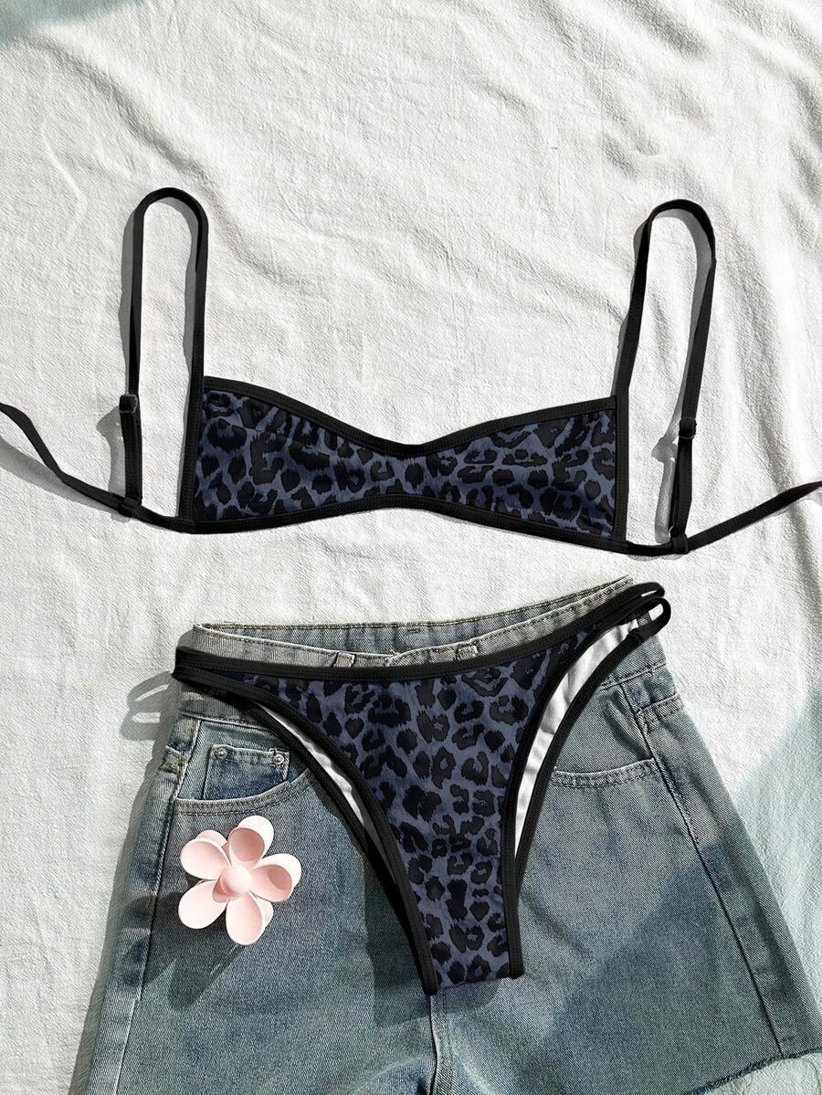 dwuczęściowy strój kąpielowy animal print