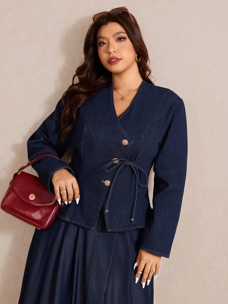 GRANATOWA MARYNARKA JEANS 
