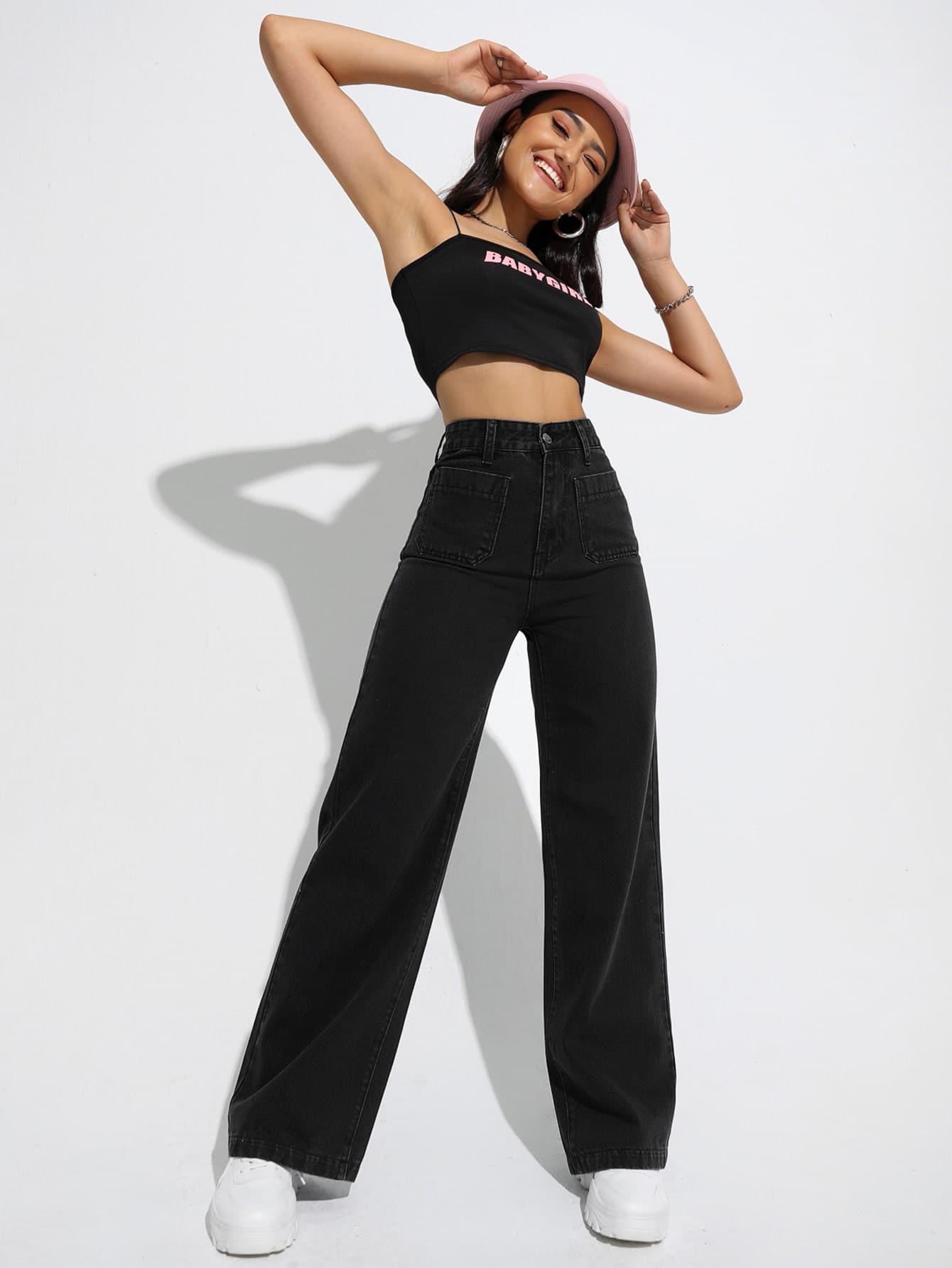 spodnie jeans z wysokim stanem