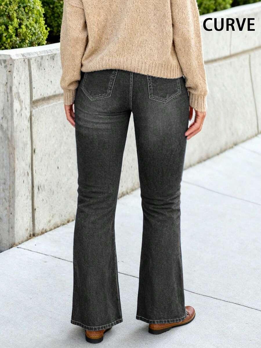 szare jeansy dzwony