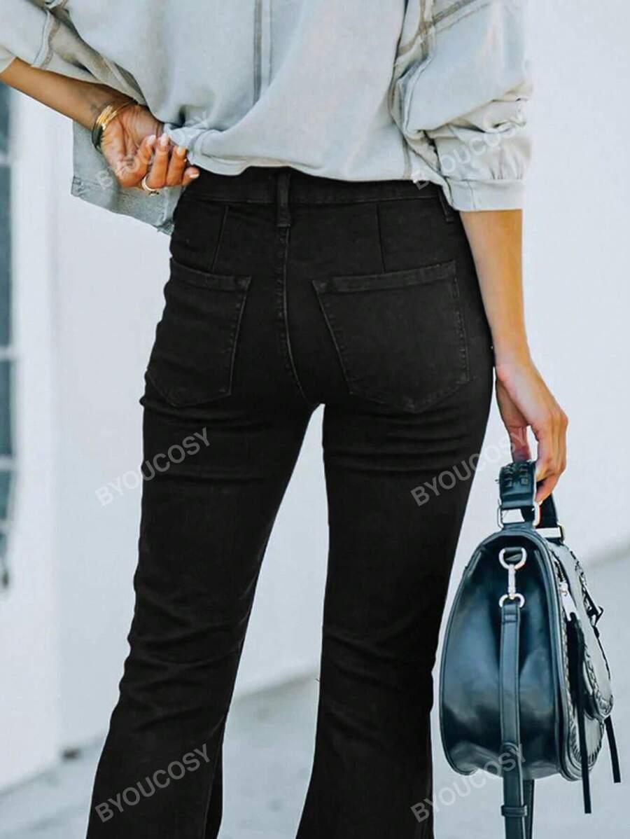 CZARNE SPODNIE JEANS DZWONY
