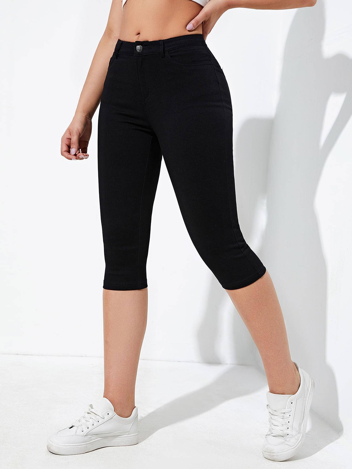 czarne jeansy rurki nogawka 3/4